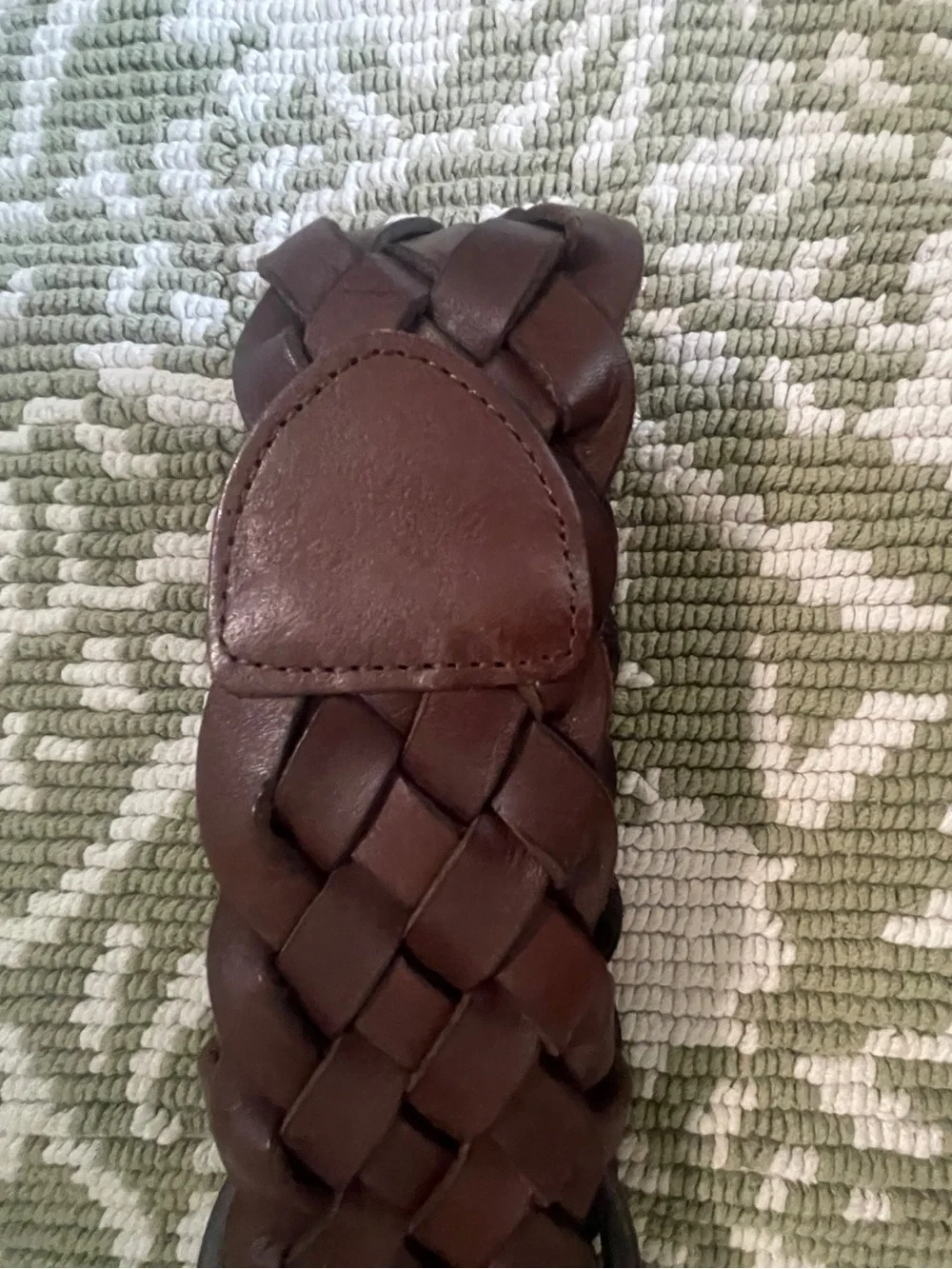 Club Monaco Wide Brown Woven Leather Belt Chunky